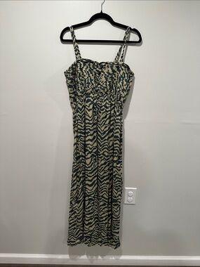Soft Surroundings Beige and Black Printed Maxi Dress